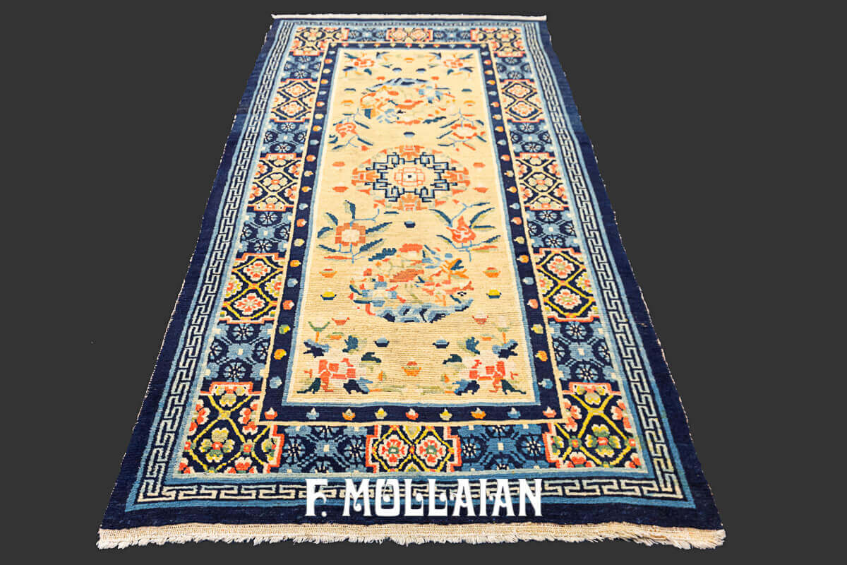 Beige Field Tibetan Antique Floral Rug n°:85607588